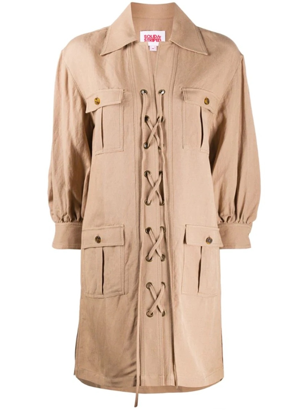 🤎 SOLID & STRIPED Tan Lace-Up Utility Dress